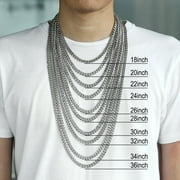 Hermah 3/5/7/9/11mm 16-30 Stainless Steel Silver Tone Chain Cuban Curb Men Necklace