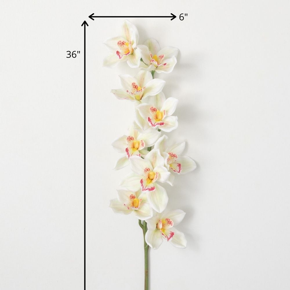 Sullivans Artificial White Orchid Stem 36"H White