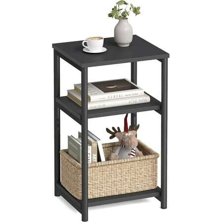 Side Table, Small End Table, Tall Nightstand for Living Room, Bedroom, Office, Bathroom, Classic Black ULET273B16