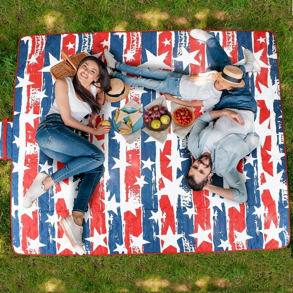 Flyingstar 70'' x 80" Lightweight Picnic Blankets for 5-6 Adults