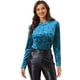 thumbnail image 2 of Camiseta casual de manga larga Allegra K con cuello redondo y parte superior de terciopelo para mujer Azul S, 2 of 2