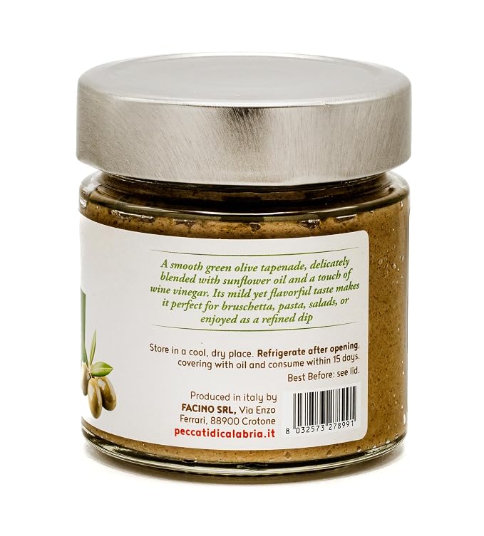 Peccati di Calabria Italian Green Olive Bruschetta Spread, 7.4 oz (210g)