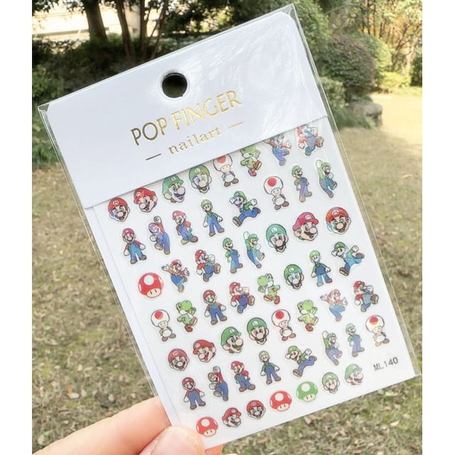 Pegatinas para uñas del juego Super Mario Bros para niños, figuras de acción, juguetes, Luigi, Peach, princesa, dibujos animados, anime, arte de uñas, regalos de cumpleaños para niñas