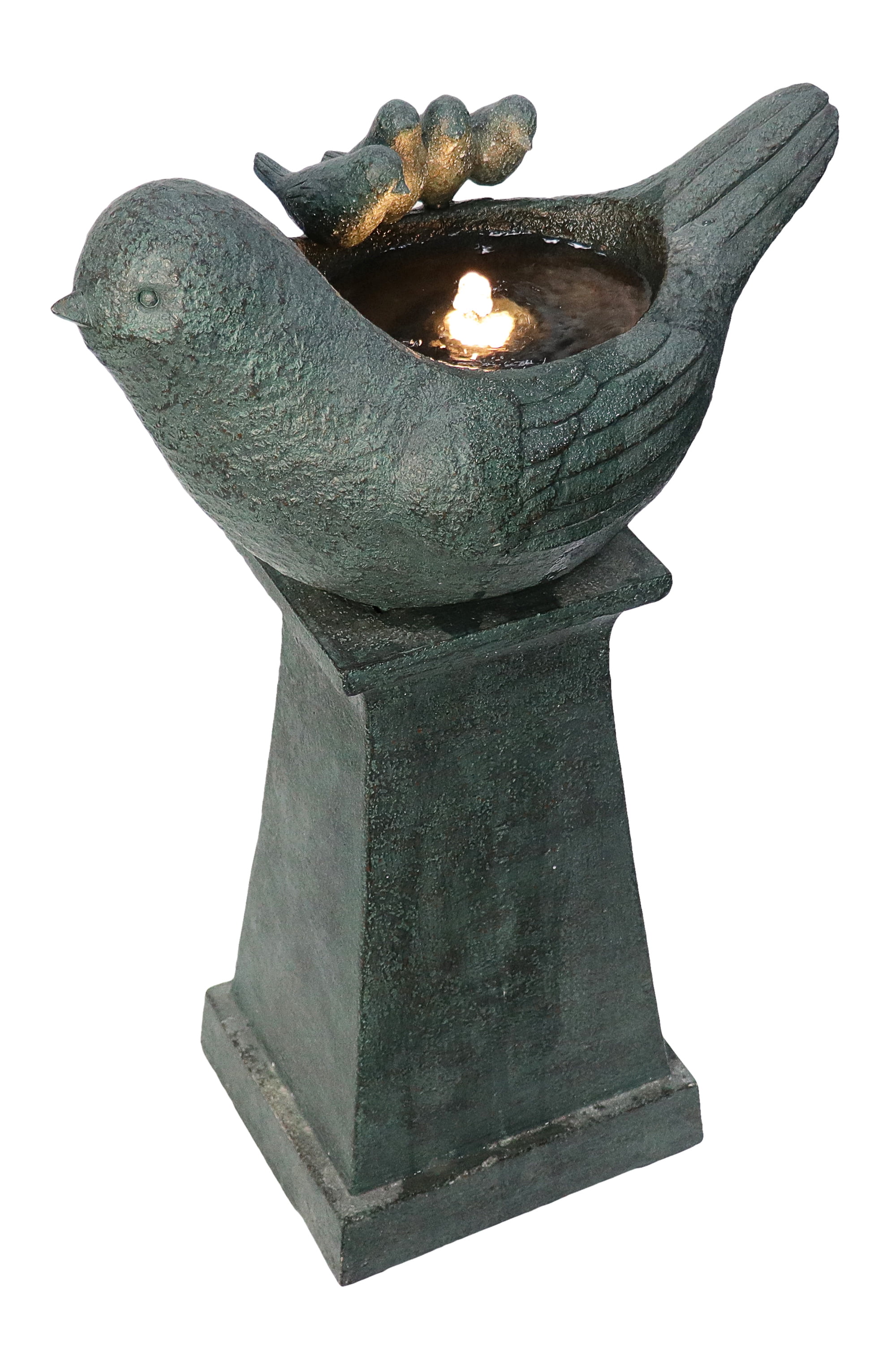 Hi-Line Gift Outdoor Lighted Bird Bath Fountain