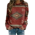 thumbnail image 2 of Puntoco Moda Mujer O-cuello Camiseta de manga larga Otoño Impresión Blusa suelta tops Sudadera Puntoco Puntoco-3746, 2 of 8