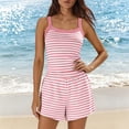 thumbnail image 4 of Ayolanni Pajamas for Women Set Summer Sleeveless Striped Tops and Shorts 2 Piece Pink Loungewear Loose Lounge Sets M, 4 of 5