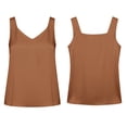 thumbnail image 3 of Women Silk Satin Tank Top V Neck Summer Blouse Casual Cami Sleeveless Camisole Blouses Summer Basic Tank Shirt Business Casual Dressy(Coffee,XXXL), 3 of 3