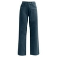 thumbnail image 6 of adviicd Winter Wide Leg Fleece Lined Jeans for Women Casual High Waisted Strechy Straight Leg Loose Tummy Control Denim Pants with Pocket (Blue, XL), 6 of 7