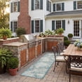thumbnail image 4 of SAFAVIEH Courtyard Nick Floral Indoor/Outdoor Runner, 2'3" x 8', Grey/Aqua, 4 of 11