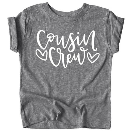 

Cousin Crew Heart T-Shirts and Bodysuits for Baby and Toddler Girls Fun Family Outfits Granite Heather Shirt