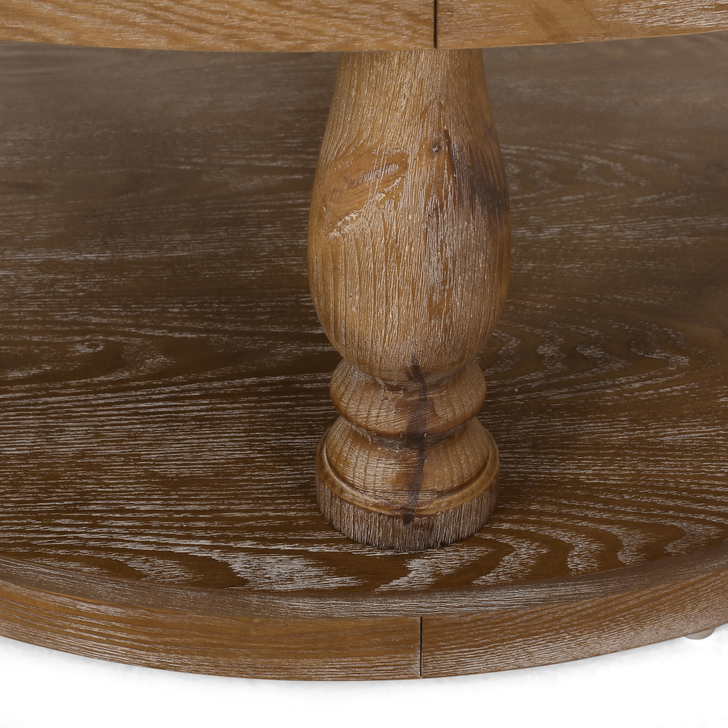 Noble House Levana Fabric and Wood Ottoman, Beige, Weathered