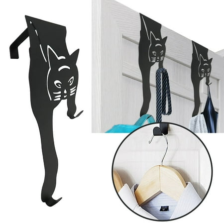 

Clearance Sale Creative Black Door Hanger Hook Cat-shaped Door Hanger Hook Black Metal Hanger On The Door Rust-proof Black Coating Hook