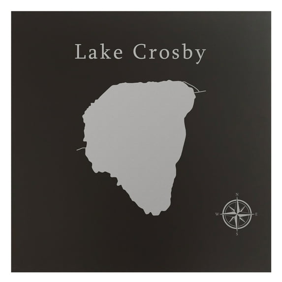 Lake Crosby Map 24x24" Black Metal Wall Art Office Decor Gift Engraved Florida