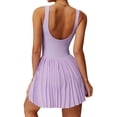 thumbnail image 3 of BadPiggies Tennis Dress Athletic Dress for Women Golf Workout Sleeveless Dresses Built in Shorts and Bra (L, Purple), 3 of 9