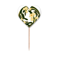 thumbnail image 1 of China flower bud Art round pattern Etiqueta del corazón de la bandera del palillo de dientes, 1 of 3