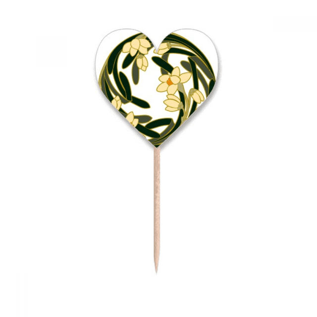 China flower bud Art round pattern Etiqueta del corazón de la bandera del palillo de dientes