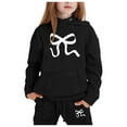 thumbnail image 1 of GDREDA Girls Sets 2 Piece Outfits Spring Children's Hoodie Set With Bow Print Black,3-4Years, 1 of 4