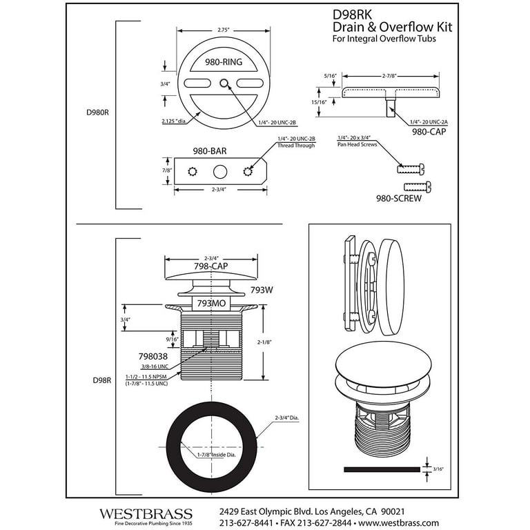 Mushroom Tip Toe Tub Trim Set with Floating Faceplate