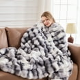 thumbnail image 3 of GEMBED Faux Fur Throw Blanket for Couch Fuzzy Soft Plush Thick Bubble Blanket for Living Room, 50x60 inches, Tie Dye Gray, 3 of 6