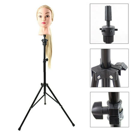 Walfront Adjustable Steel Tripod Stand Holder for Hair Salon Cosmetology Mannequin Manikin Training Head Long Hair Models Practice Hairdressing with Carry Bag Lightweight