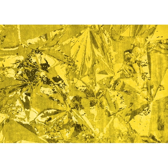 Ahgly Company Indoor Rectangle Oriental Yellow Industrial Area Rugs, 5' x 7'