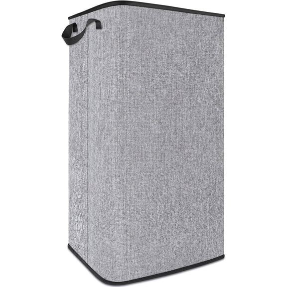 Extra Large Laundry Hamper, Folding 100L Laundry Basket, Grey | Dirty Clothes Hamper for Bedroom, Tall Hamper, Sturdy Storage Organizer for Clothes
