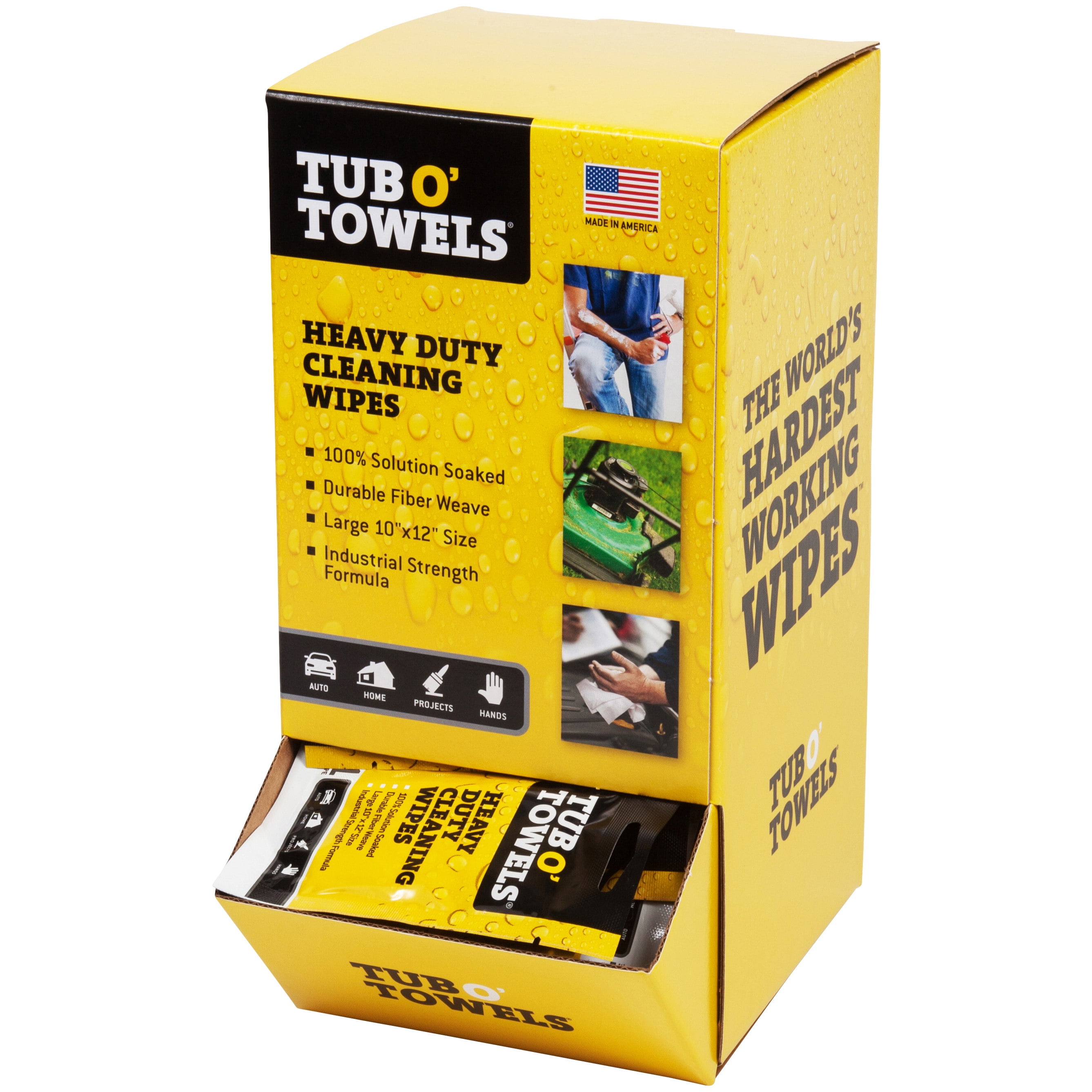 Tub O' Towels Heavy Duty Scrubbing Wipes, 100 count in Gravity Feed Box