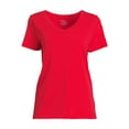 thumbnail image 5 of Time and Tru Women's Cotton V-Neck Tee with Short Sleeves, Sizes XS-XXXL, 5 of 5