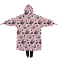 thumbnail image 2 of Oversized Wearable Blanket Hoodie,French Bulldog Cute Bone Paw Print Sherpa Blanket Hoodie with Super Pockets,Super Warm Fuzzy Pullover for Women & Men, 2 of 6