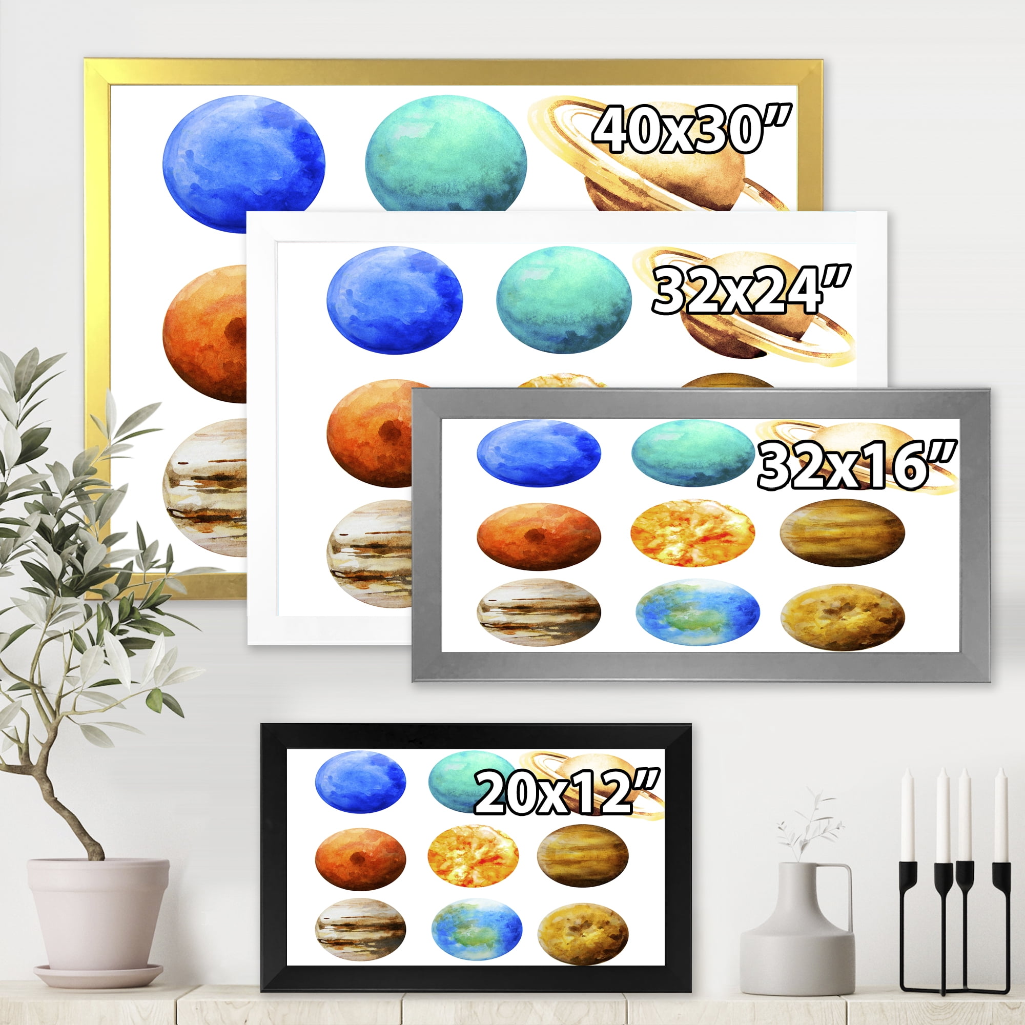 Designart 'Different Planets In Orbit' Modern Framed Art Print