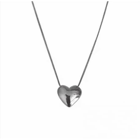 Heart Minimalist Necklace, Silver