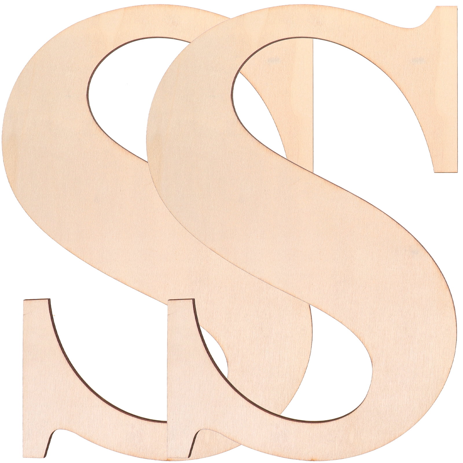NUOLUX 2pcs Wooden Letters Big Wooden Letter S Shape Cutouts Blank