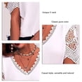 thumbnail image 3 of Mujeres Blusa de manga corta V Masajeadores cuello lindo Encaje color puro moda transpirable casual para compras citas Oficina, 3 of 5