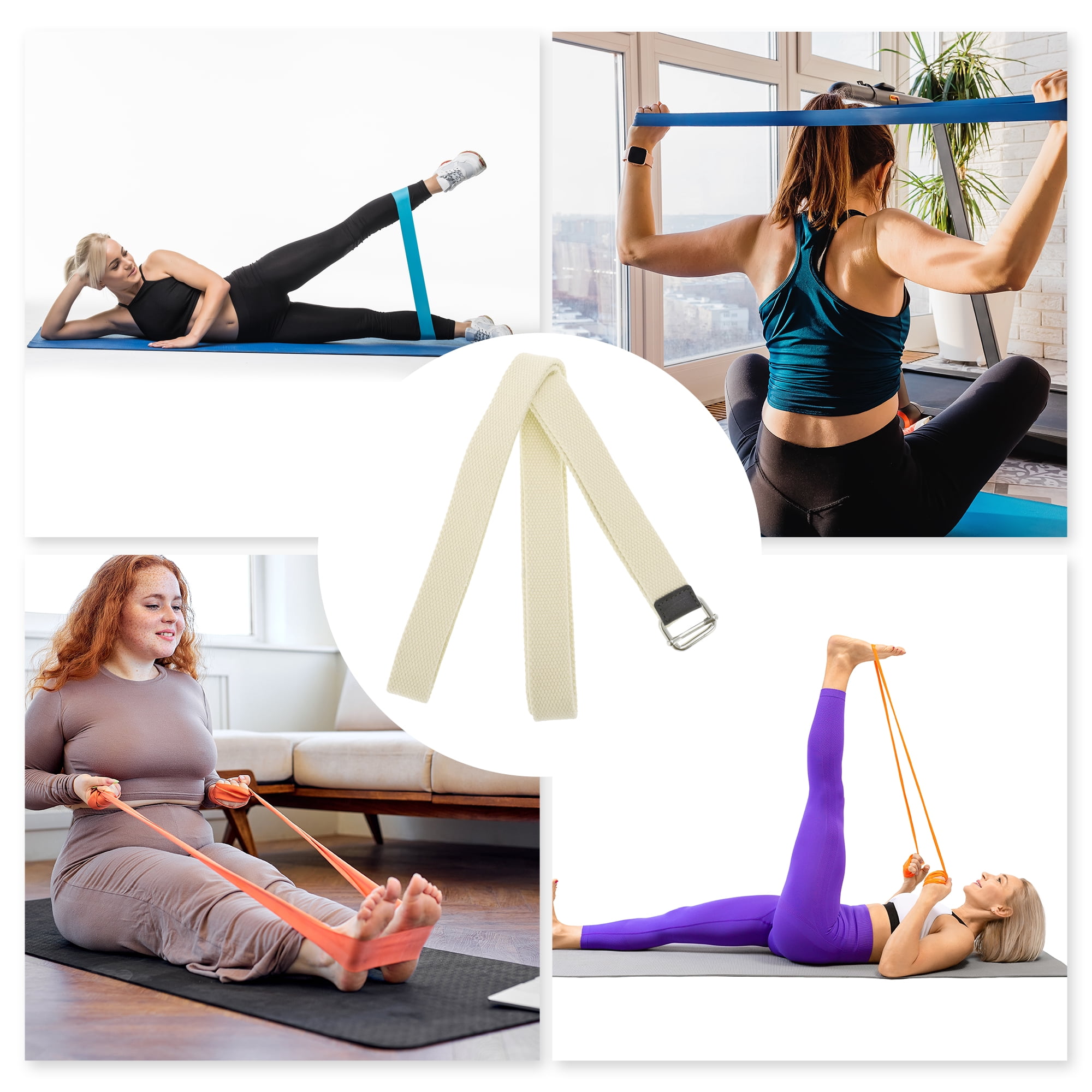 Unique Bargains 1Pc Women Yoga Stretch Band 98.43 Inch Length Khaki