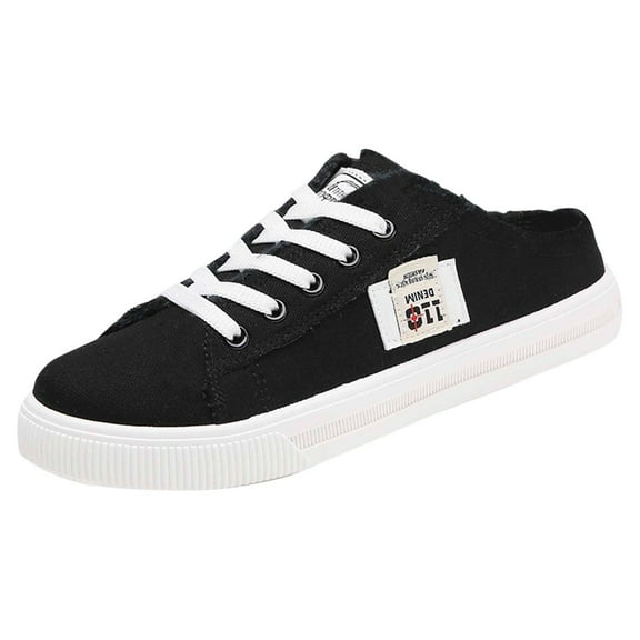 Willtoo Womens Canvas Shoes Fashion Sneakers Classic Low Top Fabric Shoes Casual Walking Canvas Flats Black US-8（EU-40）