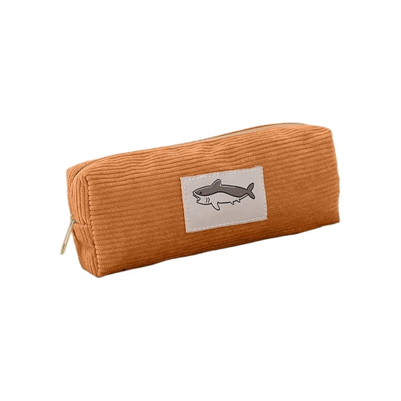 Corduroy Shark Pencil Pouch for s, Large Pen Case with Zipper, Holds 40 Pencils, Ideal for Office Desk or Travel