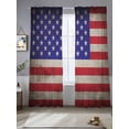 thumbnail image 5 of Sheer Curtains 84 Inches Long, American Flag Light Filtering Window Curtains for Living Room/Bedroom, USA Flag Retro Rod Pocket Voile Sheer Curtain Drapes, 52"W x 84"L, 2 Panels, 5 of 8
