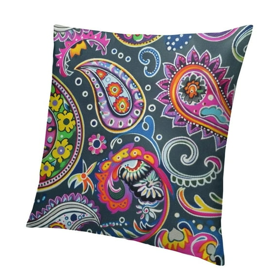 BANET Throw Pillow Covers Chic Paisley Colorful Floral Pattern Short Plush Pillowcase Home Decor Cushion Case for Couch Sofa Bed, Super Soft & Comfortable 12x12in