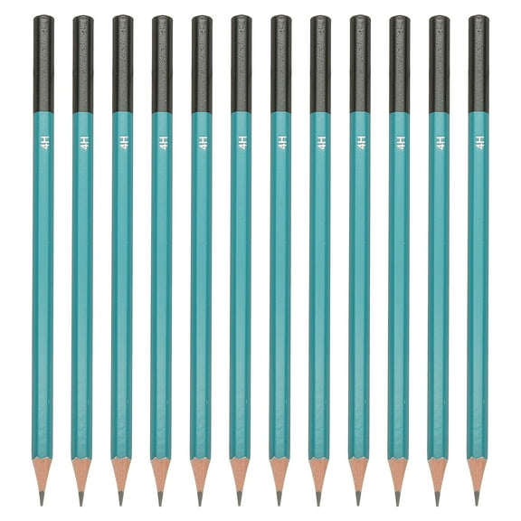 Uxcell 4H Drawing Pencils for Sketching, 12PCS Sketch Pencils for Drawing Art Pencils Graphite Wood Pre-sharpened for Drawing Sketching Artist, Hexagonal, Black Refill, Green/Black Pole