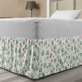 thumbnail image 1 of Floral Bed Skirt, Pinkish Flowers and Leaves Watercolor Paint on a Plain Backdrop Fashion Art, Elastic Bedskirt Dust Ruffle Wrap Around for Bedding Decor, 4 Sizes, Pink and Green, by Ambesonne, 1 of 2