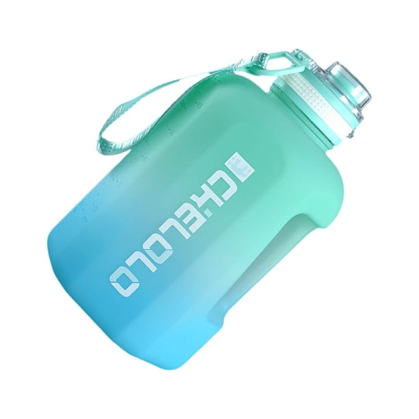 Greeniant Botella de agua de 2,2 l, tetera a prueba de fugas, jarra de plástico con marcador de tiempo, contenedor de almacenamiento, taza Ropa Deportiva, Zapatos Verde degradado 1600ML