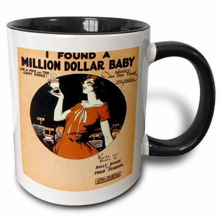 3dRose I Found a Million Dollar baby In a Five and Ten Cent Store Novelty Fox Trot Song, Two Tone Black Mug, 11oz