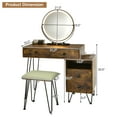 thumbnail image 4 of Costway Vanity Table Stool Set Dimmer LED Mirror Large Cabinet Drawer Rustic Brown, 4 of 12