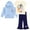 Blue / beige, variant on Bluey Bingo Fleece Drop Shoulder Zip Up Hoodie, Ribbed T-Shirt and Pants 3 Piece Outfit Set Toddler to Big Kid