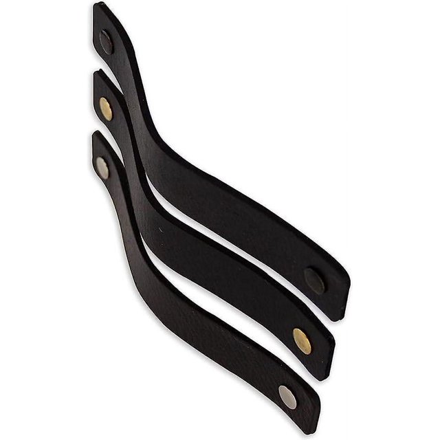 Tiradores de cuero para muebles - 3 piezas - 13,5 x 2,5 cm - Tirador para muebles, tirador de puerta para cocina, baño, armarios, tocador, madera negra Rojo Verde Cocina, Decoración y Otros