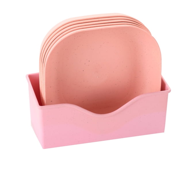 Fruit Plate Tray Multipurpose Salad Dish Eco Friendly Kitchen Dinner Plate for Household(Pink 5 Deep Plate Base )