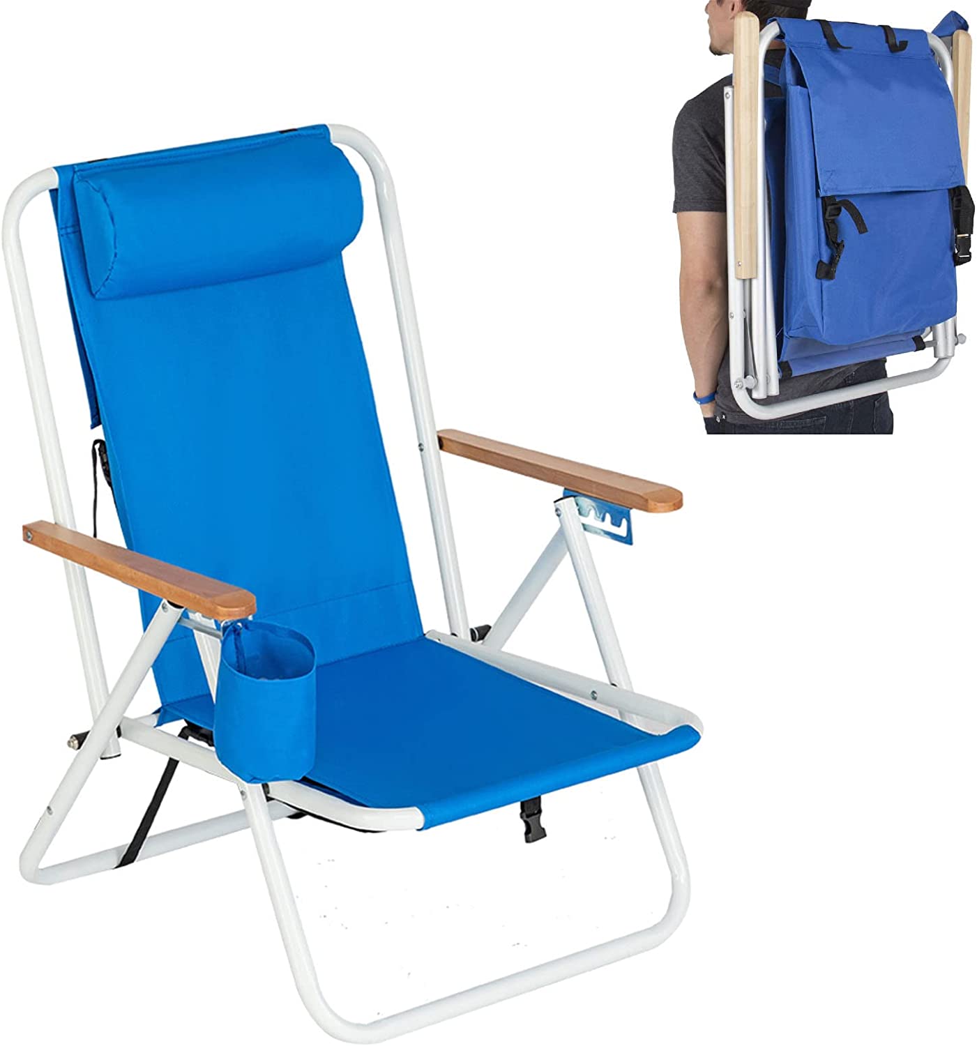 Backpack Beach Chair, Lightweight Portable Adjustable Folding Recliner