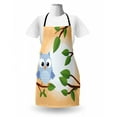 thumbnail image 3 of Owl Print Apron, Pattern of a Flying Creature on a Tree Branch in a Sunny Forest, Unisex Kitchen Bib with Adjustable Neck for Cooking Gardening, Adult Size, Peach and Multicolor, by Ambesonne, 3 of 4