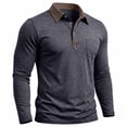 thumbnail image 5 of Zivyakyron Business Mens Polo Fall Button Long Sleeve Office Colorblock Shirt Collared Loose Casual Blue XL, 5 of 8