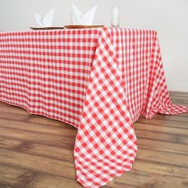 Efavormart Perfect Picnic Inspired Red/White Checkered 90x156" Polyester Tablecloths For Party Event Decor